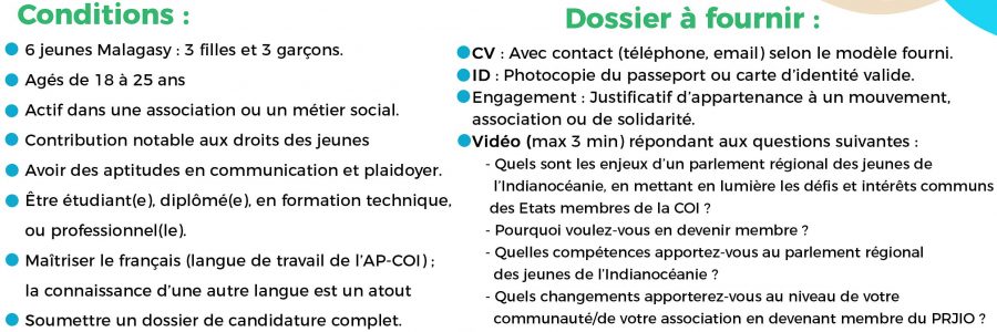 Appel à candidatures dans le cadre du lancement du Parlement Régional des Jeunes de l’Indianocéanie